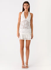 Alysha Halter Lace Mini Dress - Cream