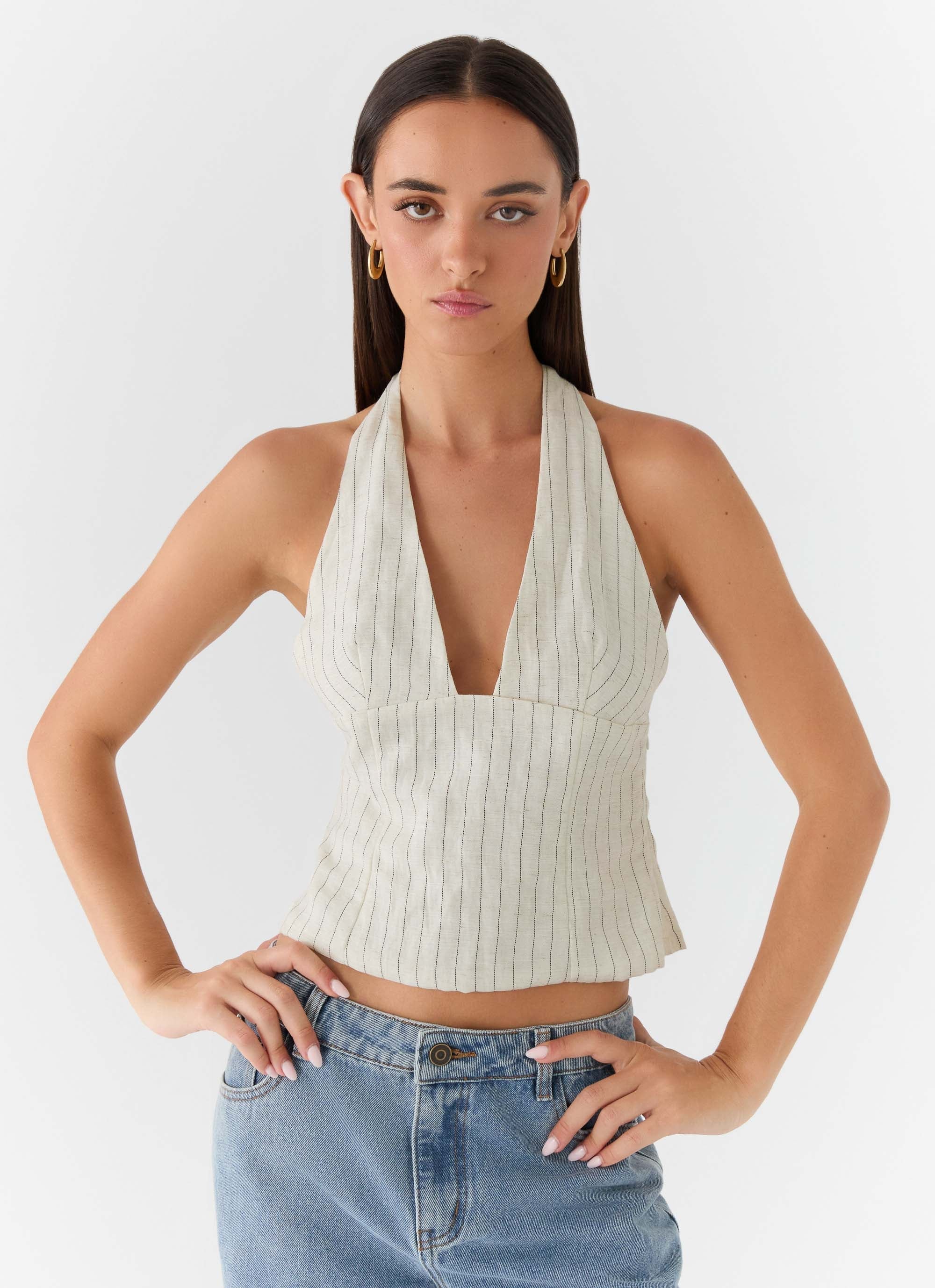 Amiera Halter Top - Desert Stripe