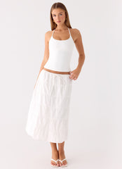 Aphira Tiered Midi Skirt - White