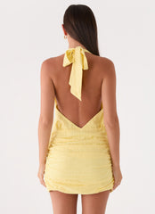 Asla Halter Mini Dress - Bright Lemon