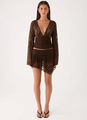 Avelora Lace Mini Skort - Chocolate