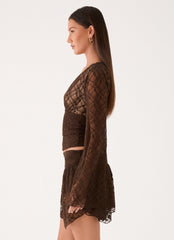 Avelora Lace Mini Skort - Chocolate