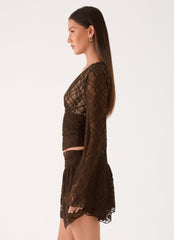 Avelora Lace Top - Chocolate