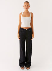 Back Again Straight Leg Denim Jeans - Black