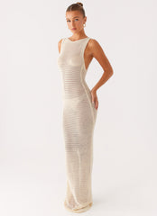 Beach House Crochet Maxi Dress - White