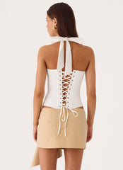 Belza Halter Corset Top - White
