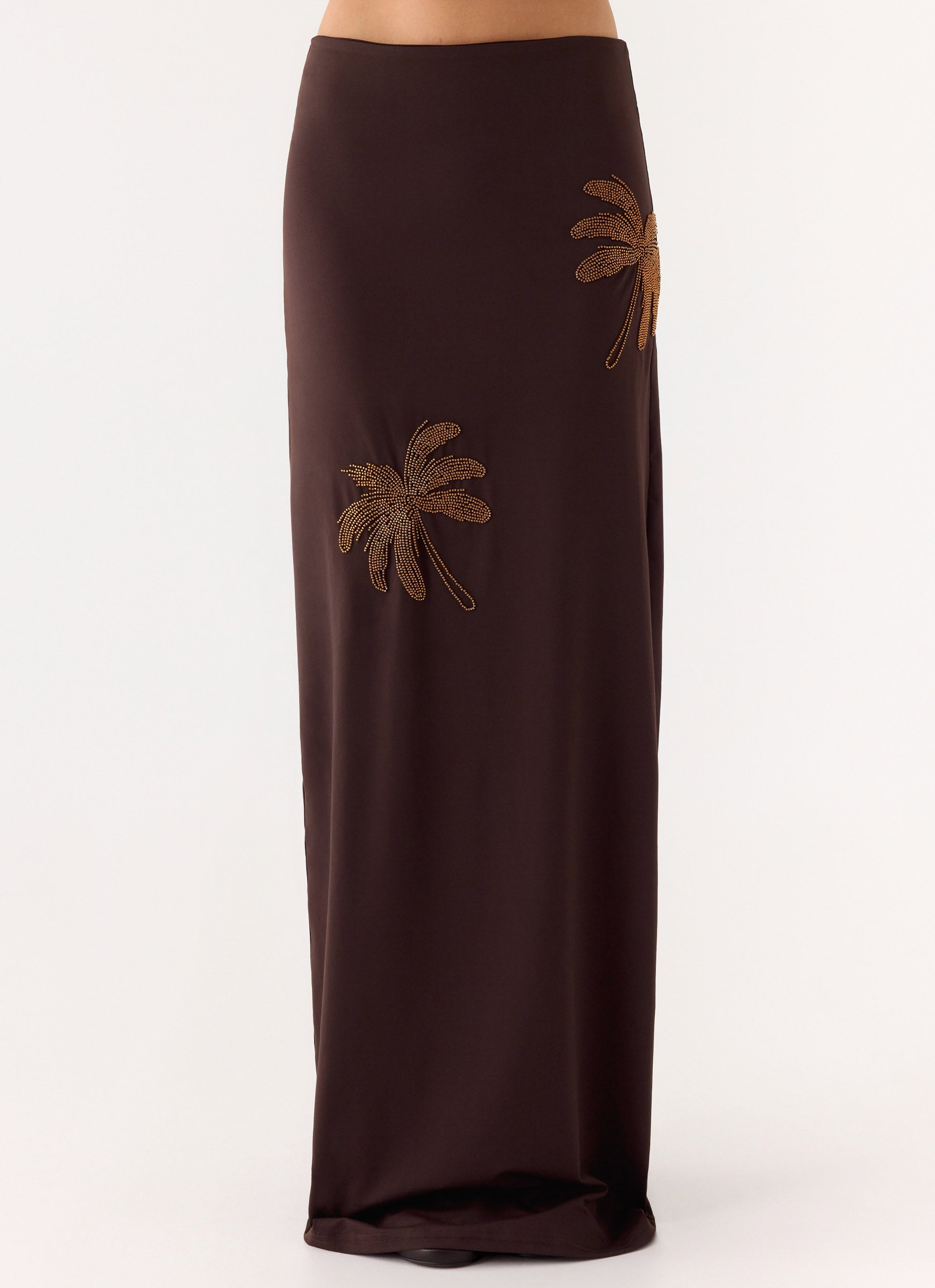 Brienne Beaded Maxi Skirt - Chocolate