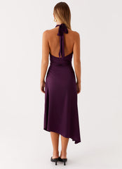 Casta Halterneck Midi Dress - Plum
