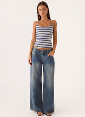 Chauncey Halter Top - Blue Stripe