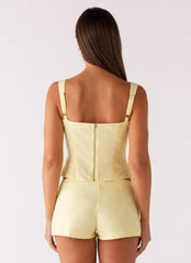 Coastline Cotton Micro Mini Shorts - Yellow