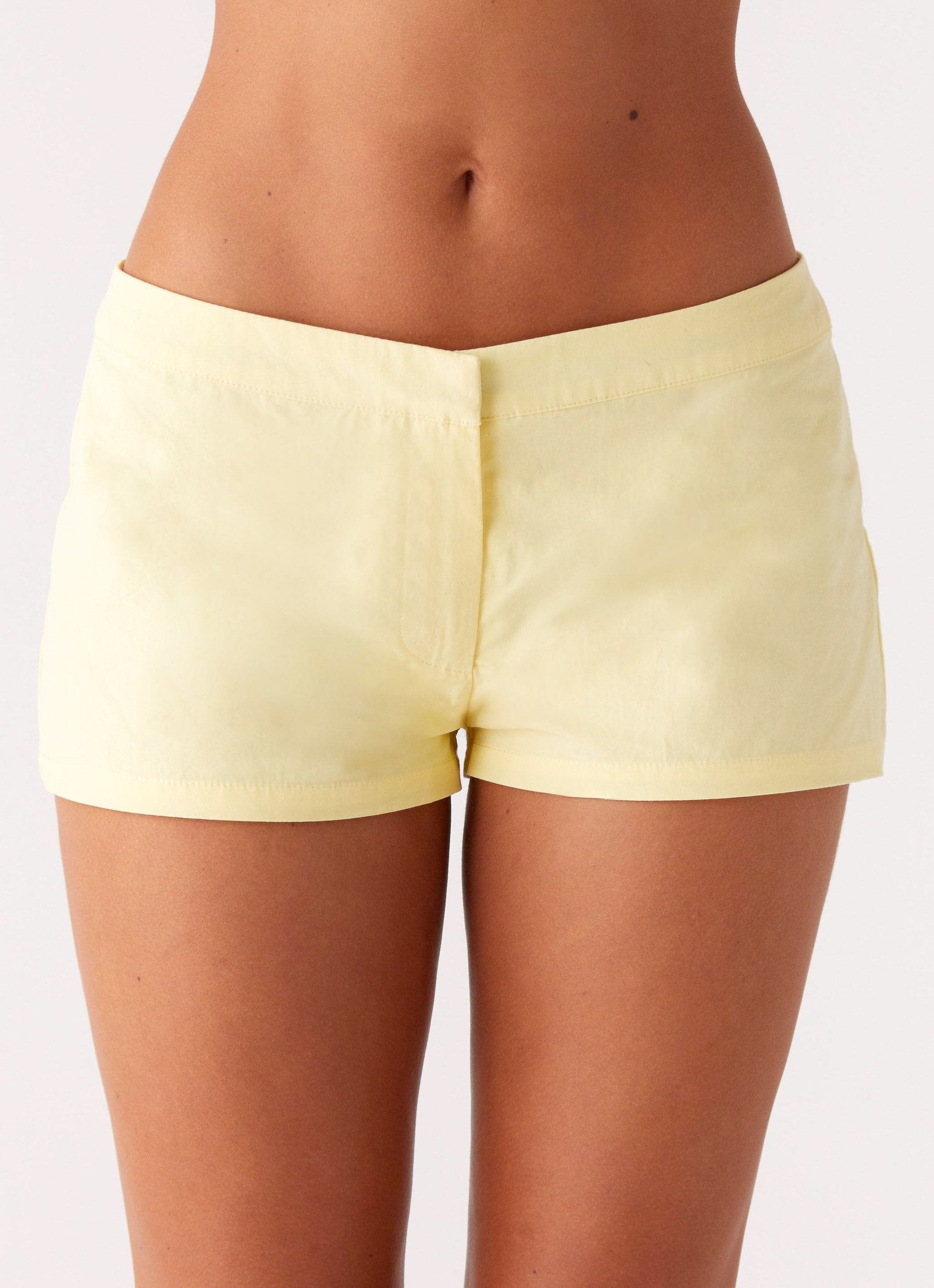 Coastline Cotton Micro Mini Shorts - Yellow