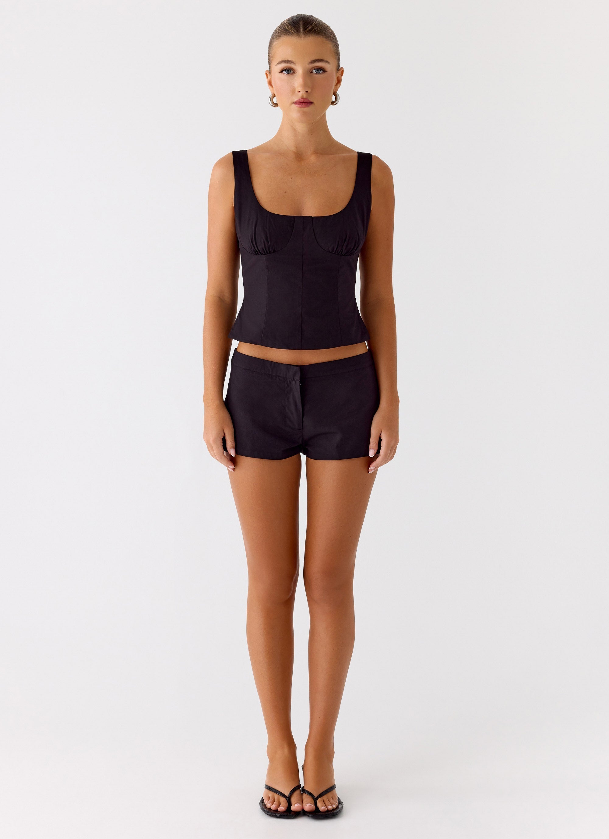 Coastline Cotton Micro Mini Shorts - Black