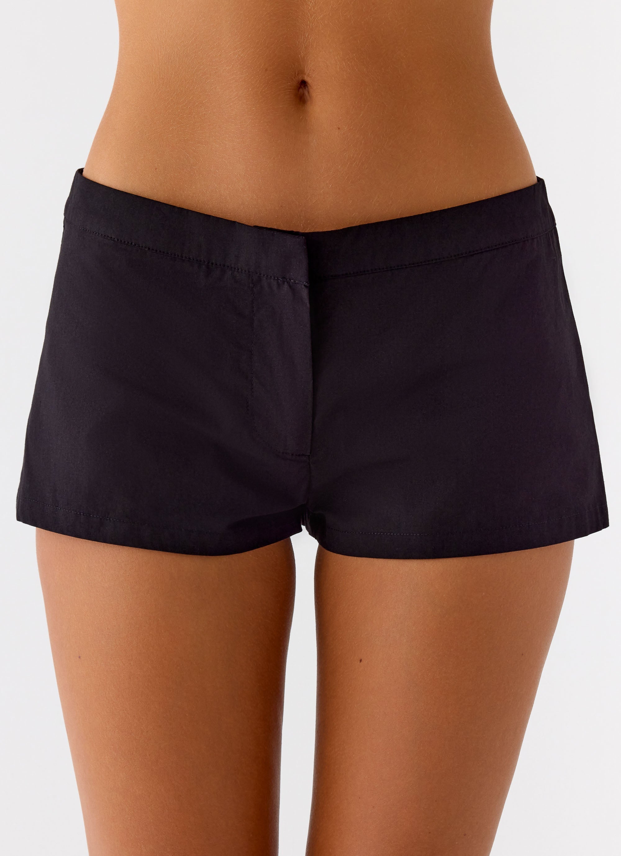 Coastline Cotton Micro Mini Shorts - Black