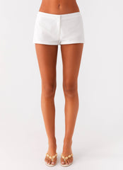 Coastline Cotton Micro Mini Shorts - White
