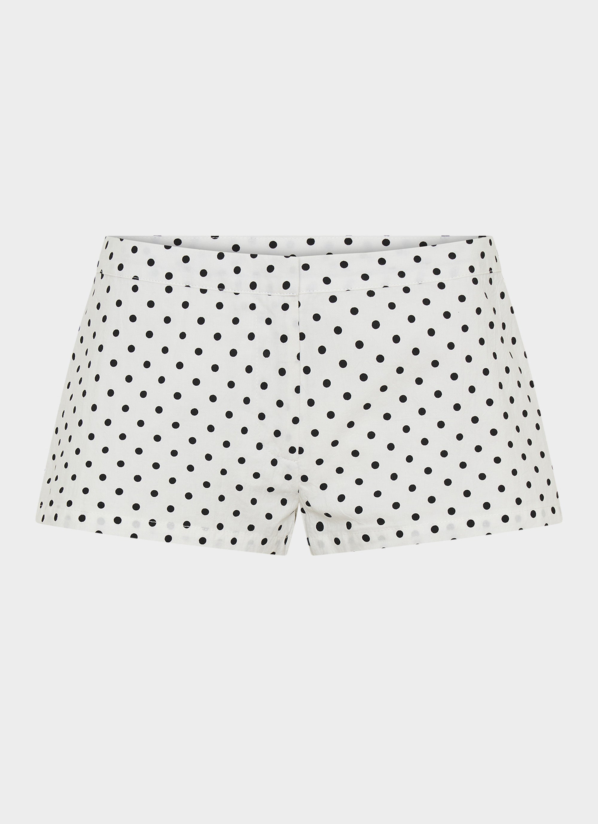 Coastline Cotton Micro Mini Shorts - White Polka Dot