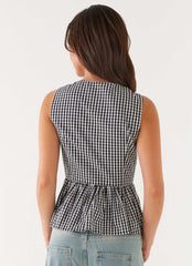 Cyrene Tie Top - Black Gingham