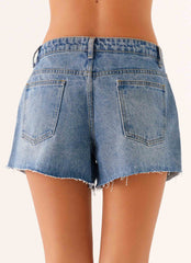 Davie Low Rise Denim Shorts - Blue