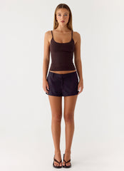 Delong Low Rise Linen Shorts - Black