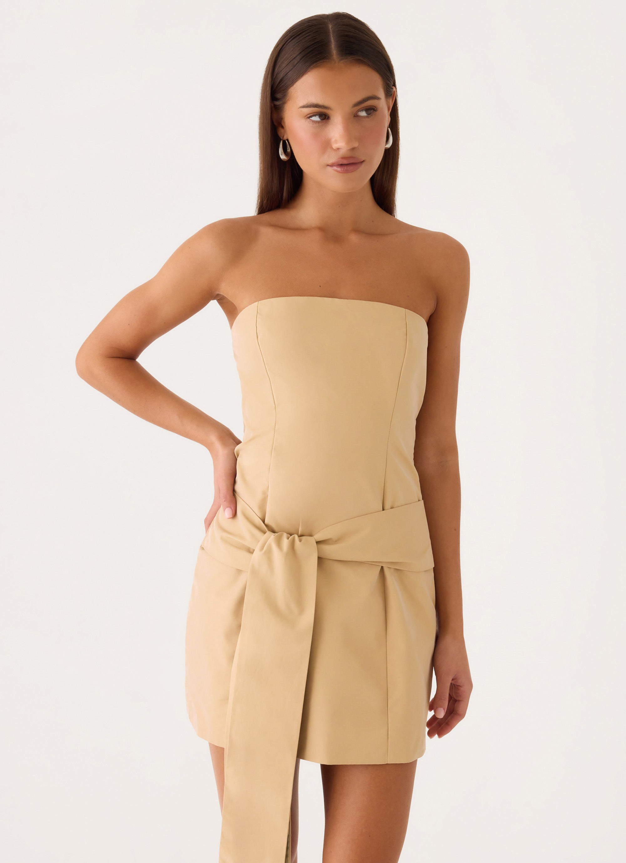 Diya Wrap Mini Dress - Camel
