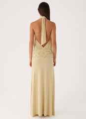 Donyale Halter Maxi Dress - Pale Olive