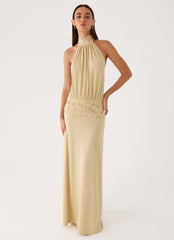 Donyale Halter Maxi Dress - Pale Olive