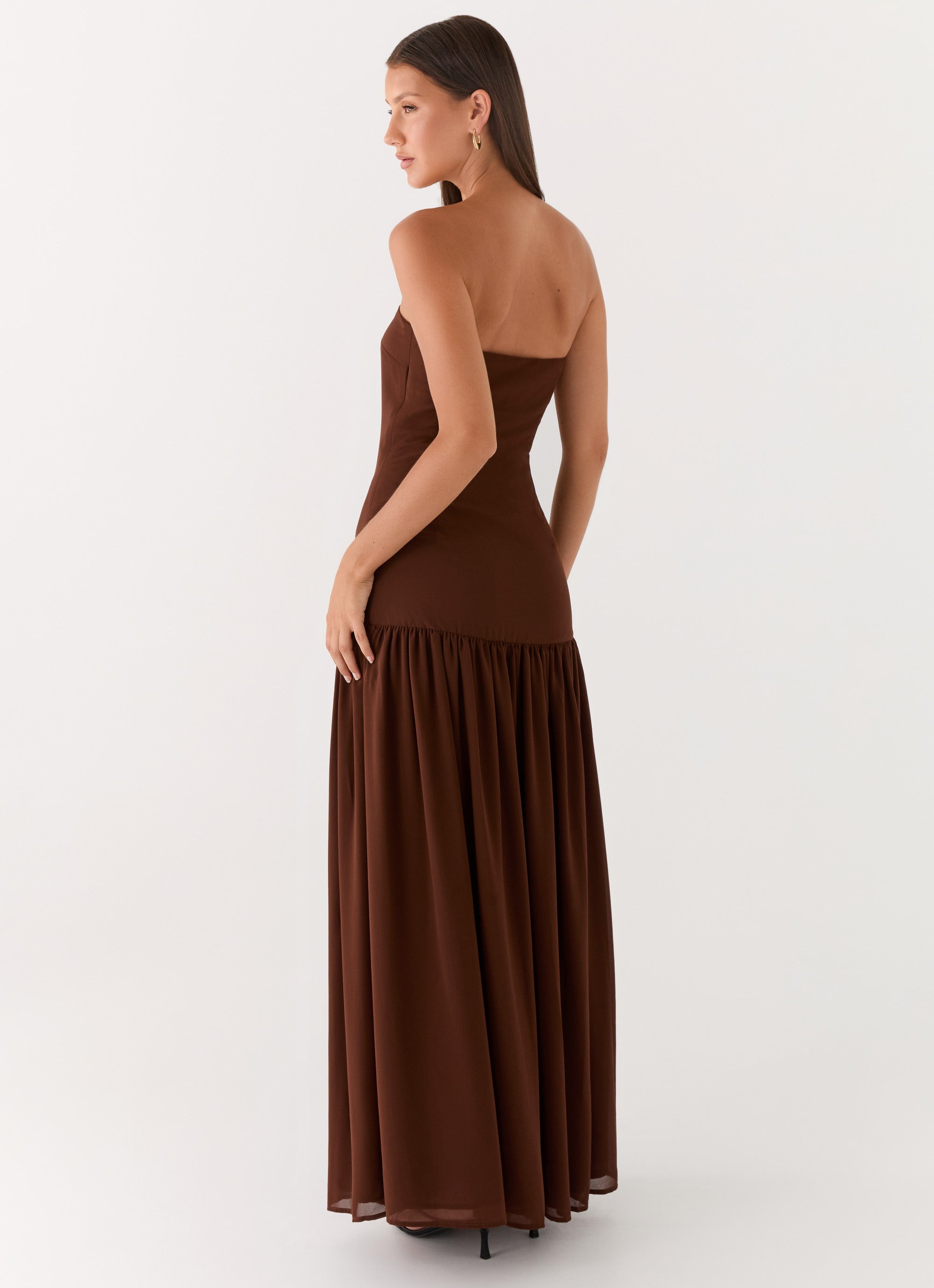 Eden Strapless Maxi Dress - Brown