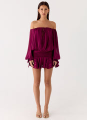 Eira Balloon Sleeve Mini Dress - Plum
