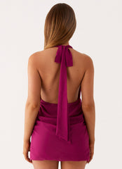 Eleanora Plunge Mini Dress - Violetta