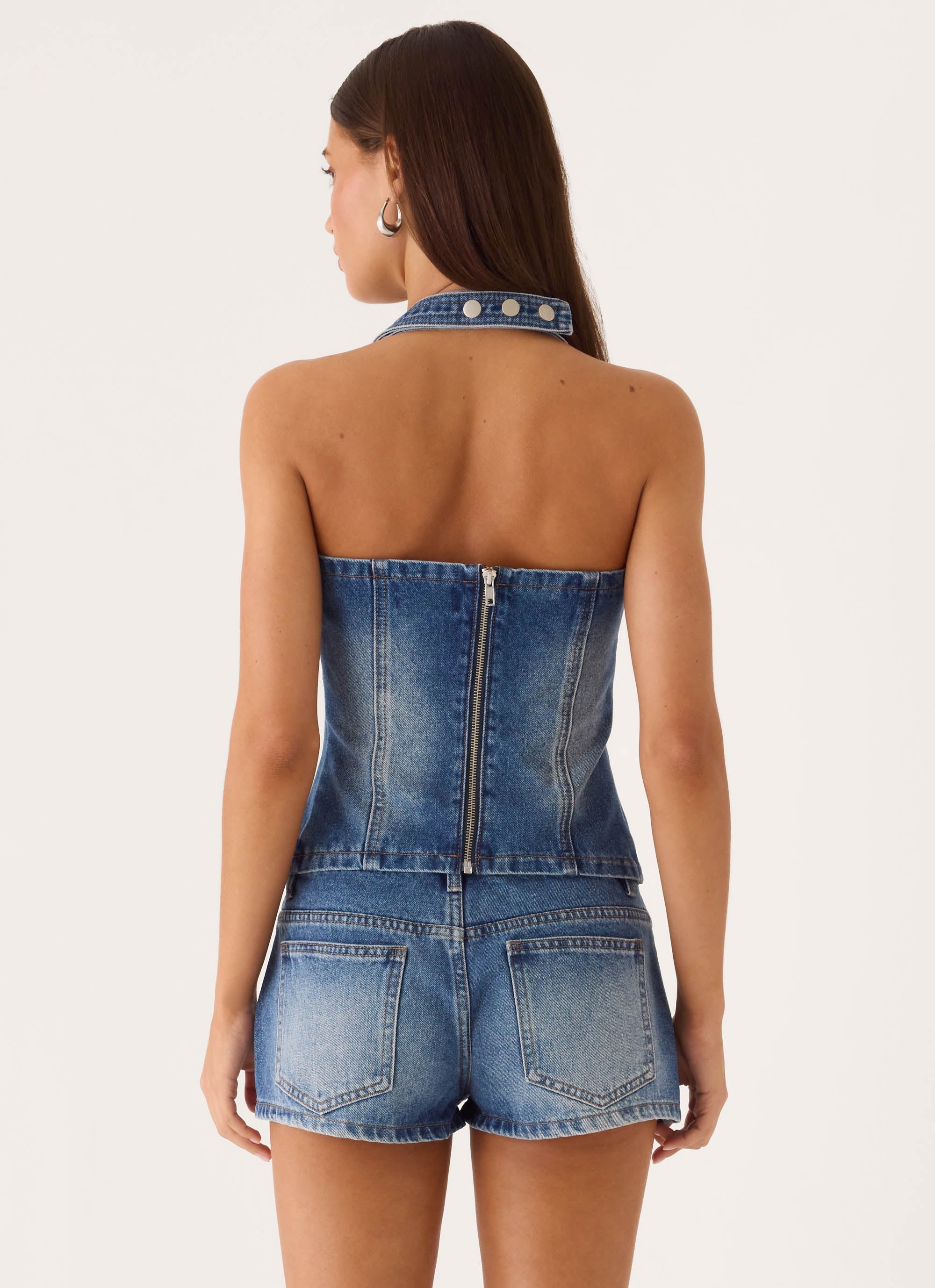 Eliah Denim Halter Top - Blue