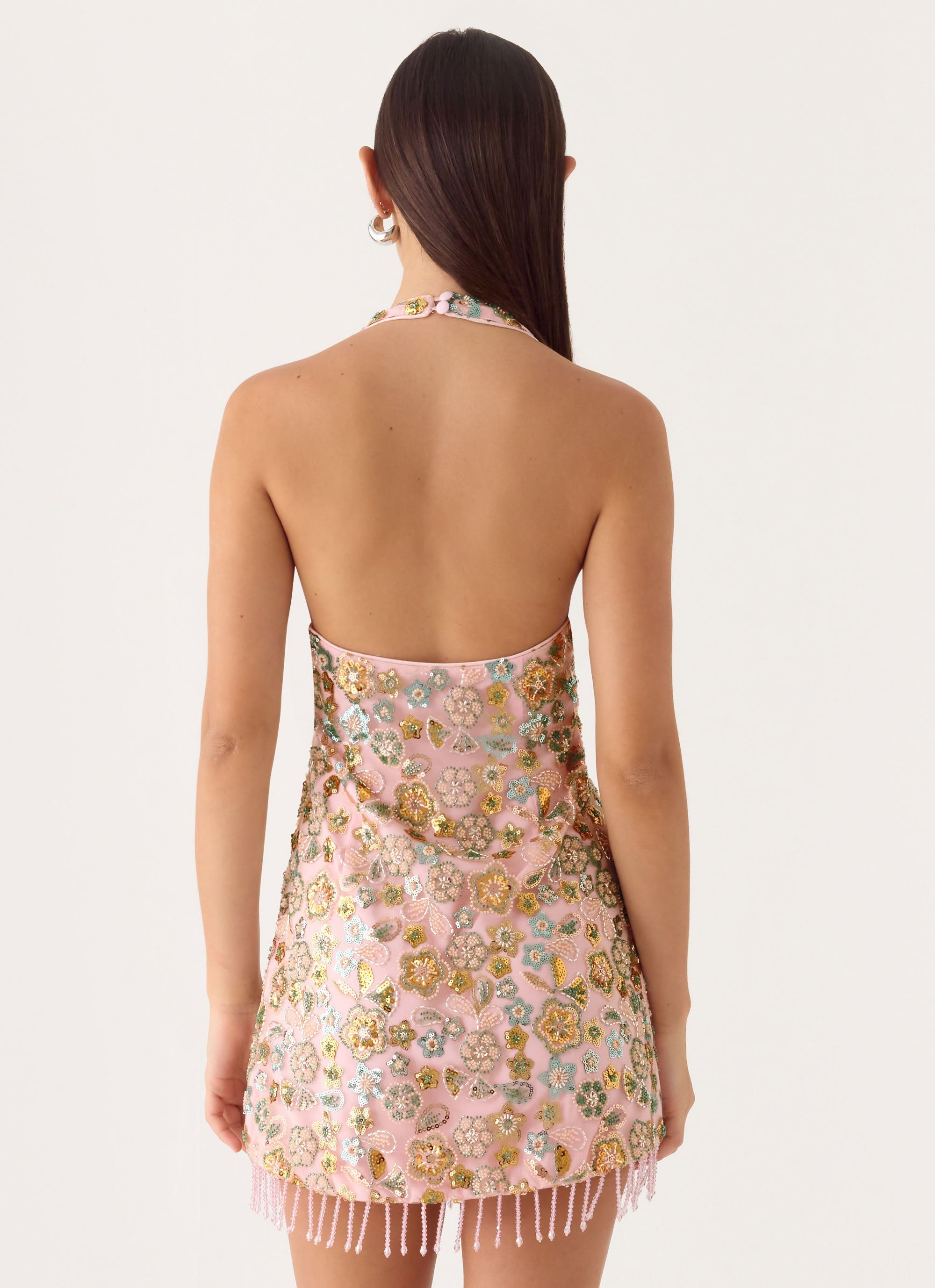 Ellerie Beaded Mini Dress - Pink