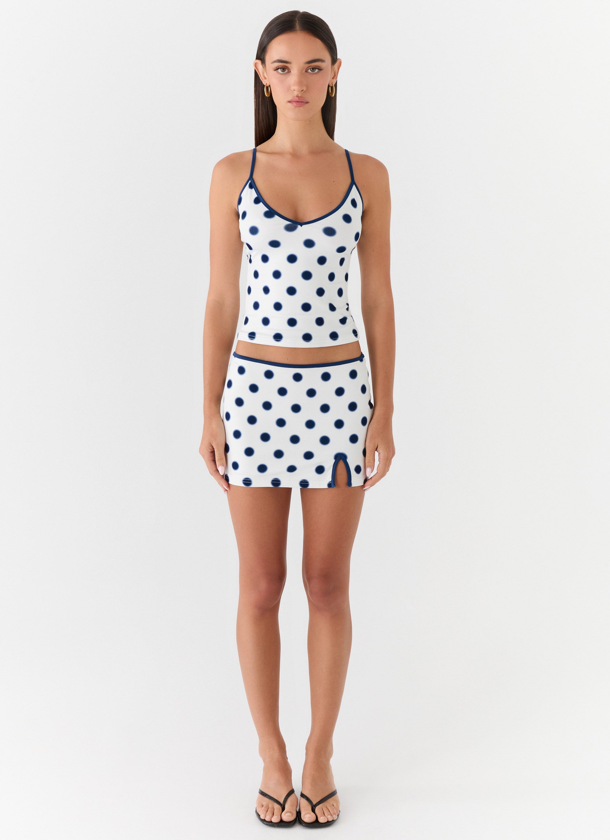 Elliot Mini Skirt - Porcelain Blue Polka Dot