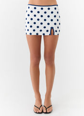 Elliot Mini Skirt - Porcelain Blue Polka Dot