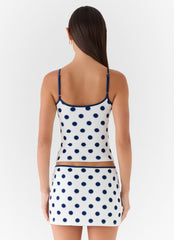 Elliot Mini Skirt - Porcelain Blue Polka Dot