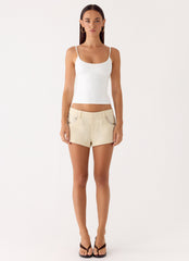 Emenique Button Shorts - Ivory