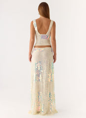 Erinah Sequin Maxi Skirt - Yellow