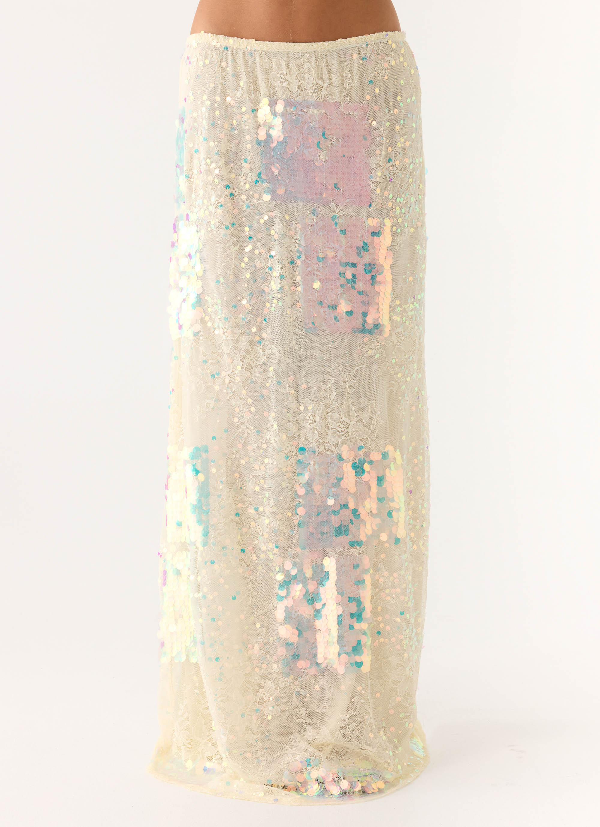 Erinah Sequin Maxi Skirt - Yellow