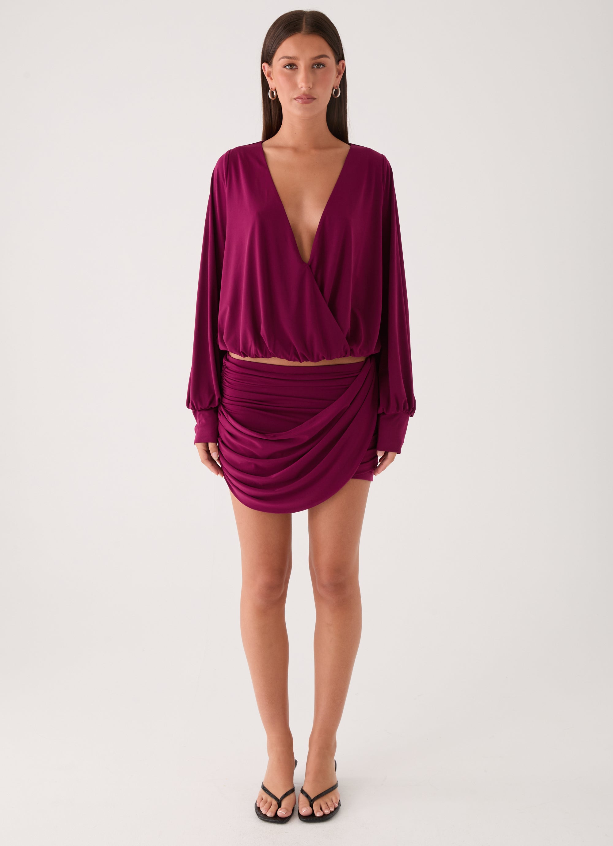 Ettah Wrap Mini Skirt - Plum