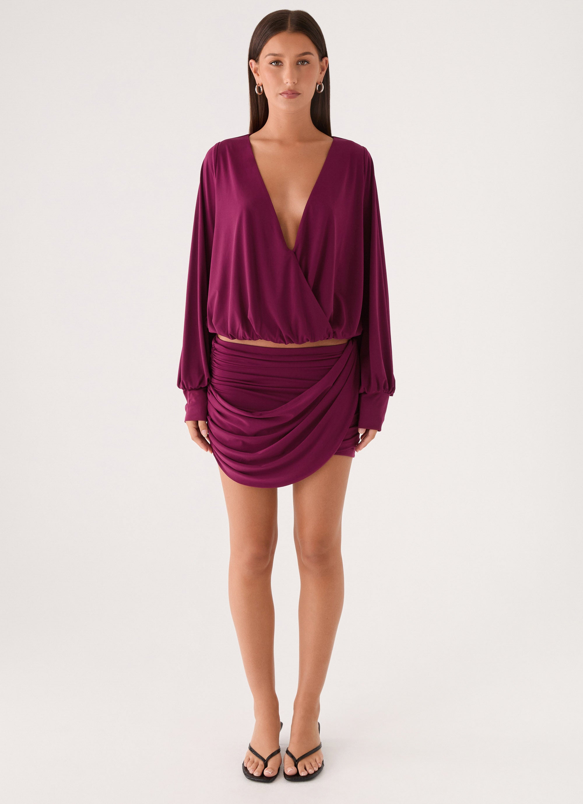 Ettah Wrap Mini Skirt - Plum