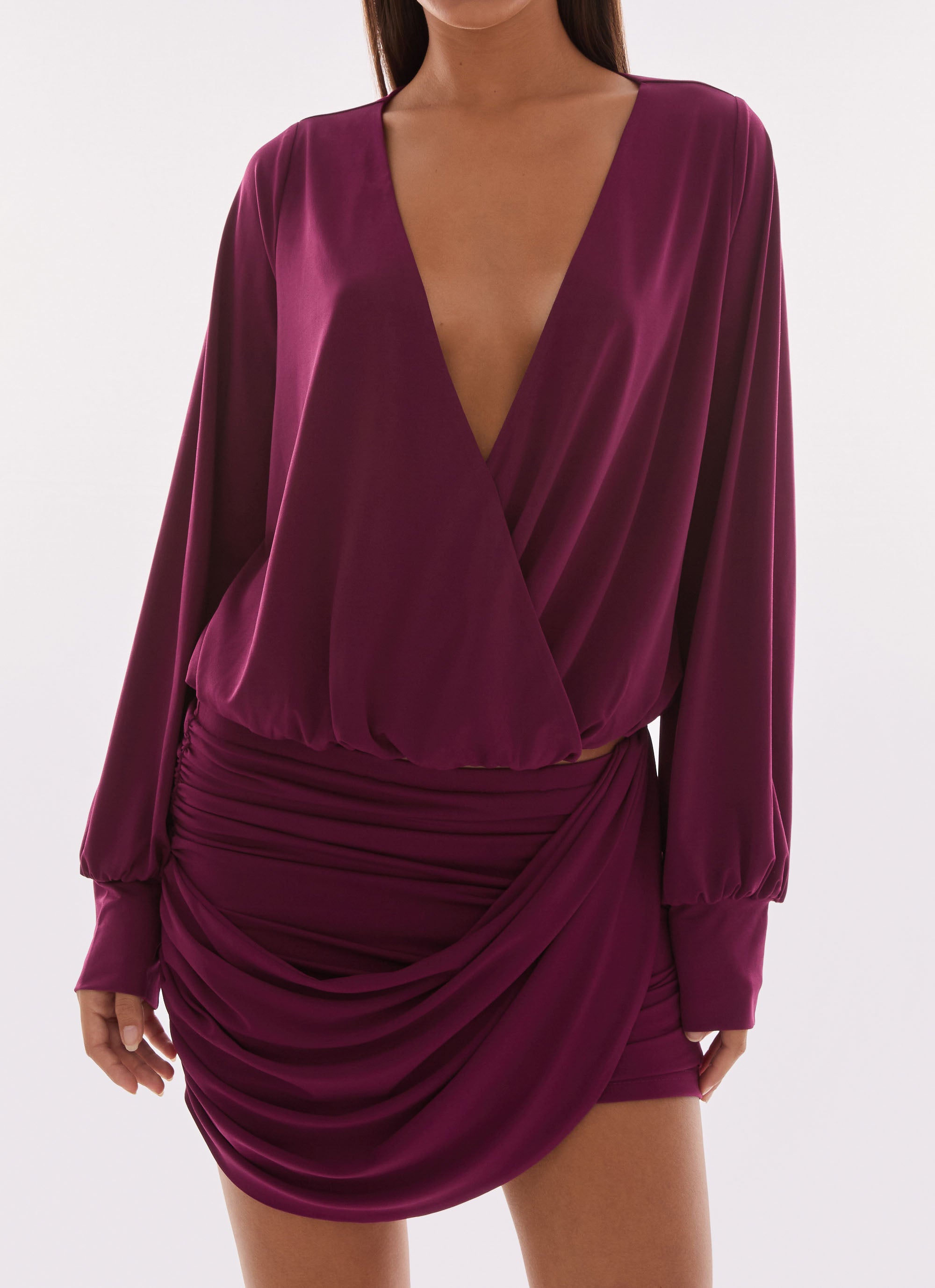 Ettah Wrap Mini Skirt - Plum