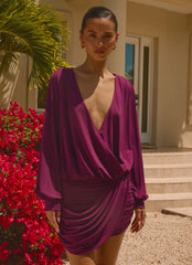 Ettah Wrap Mini Skirt - Plum
