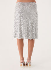 Evodia Sequin Midi Skirt - Silver