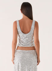 Evodia Sequin Tank Top - Silver