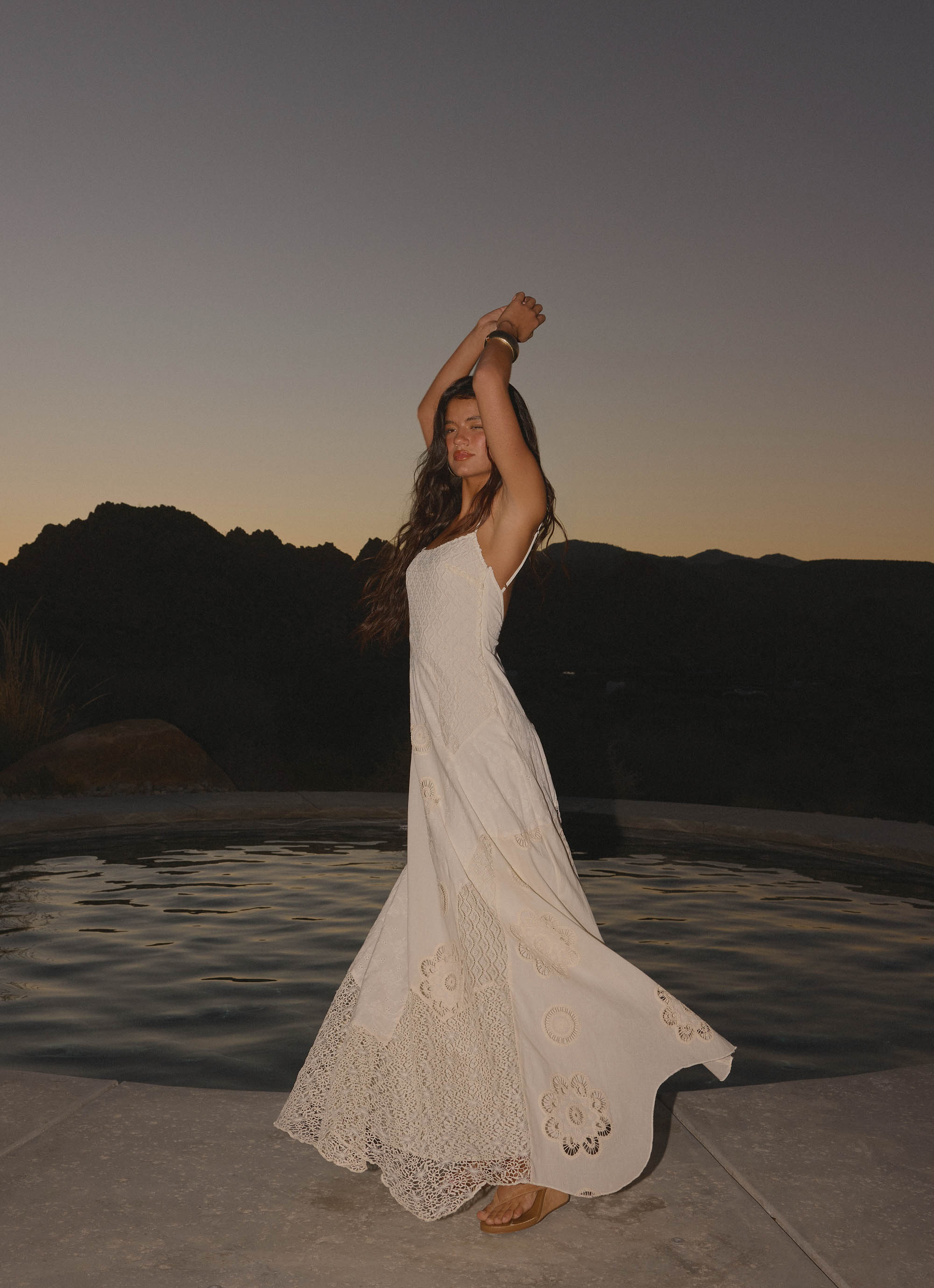 Fabienne Spliced Cotton Maxi Dress - Ivory