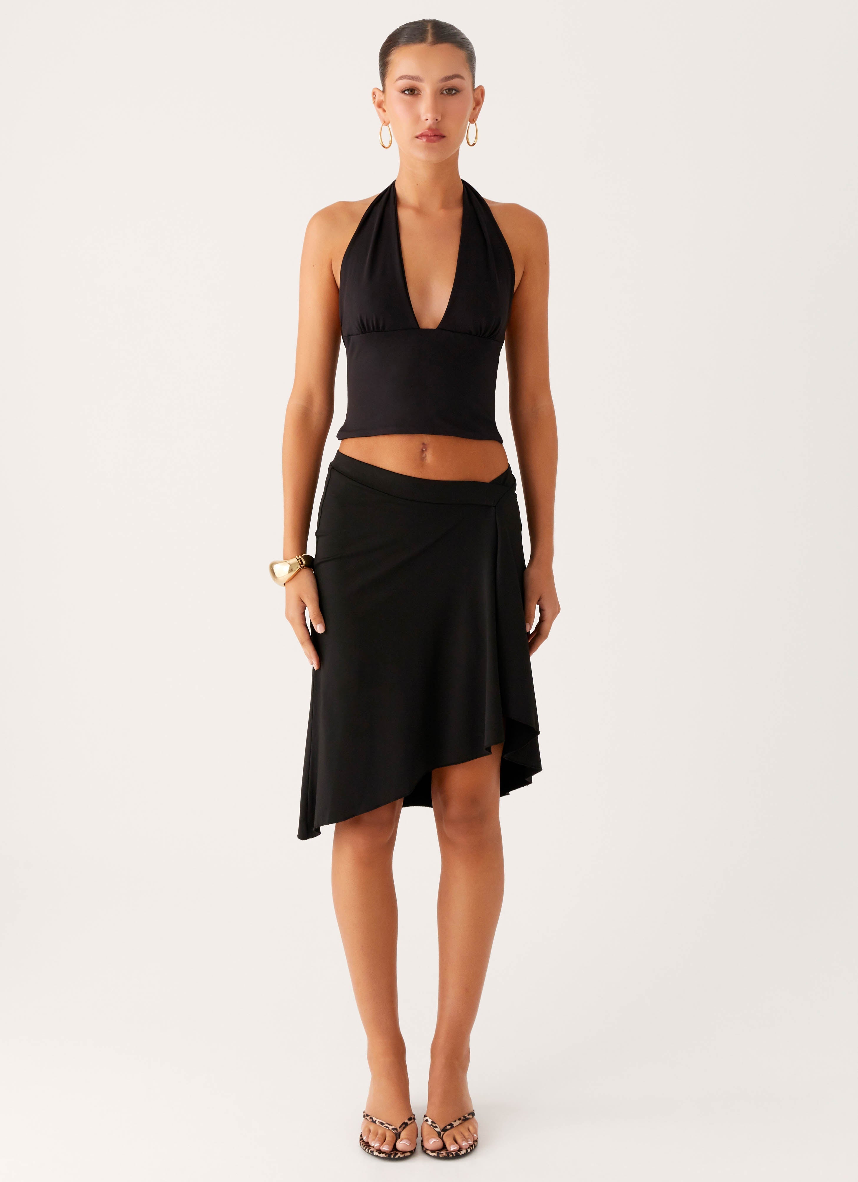 Fade Out Hardware Halter Top - Black