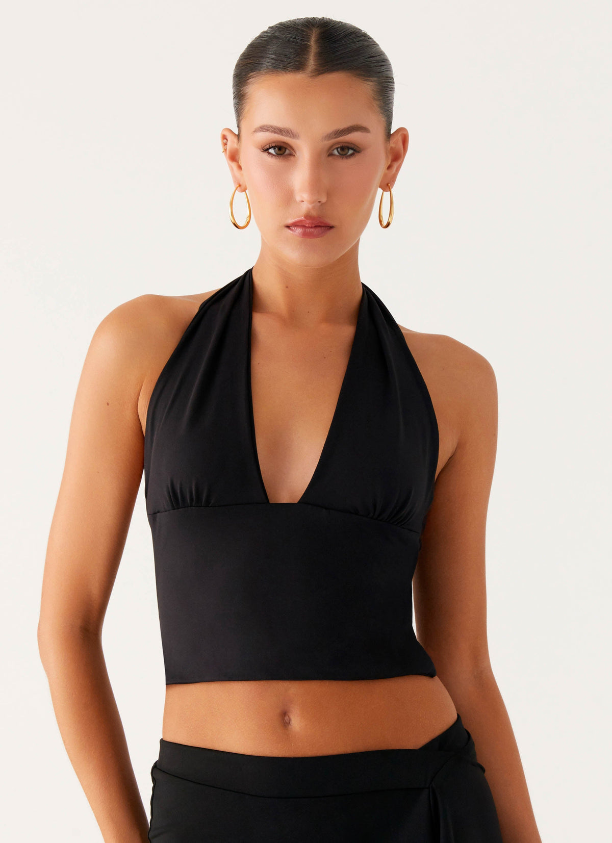 Fade Out Hardware Halter Top - Black
