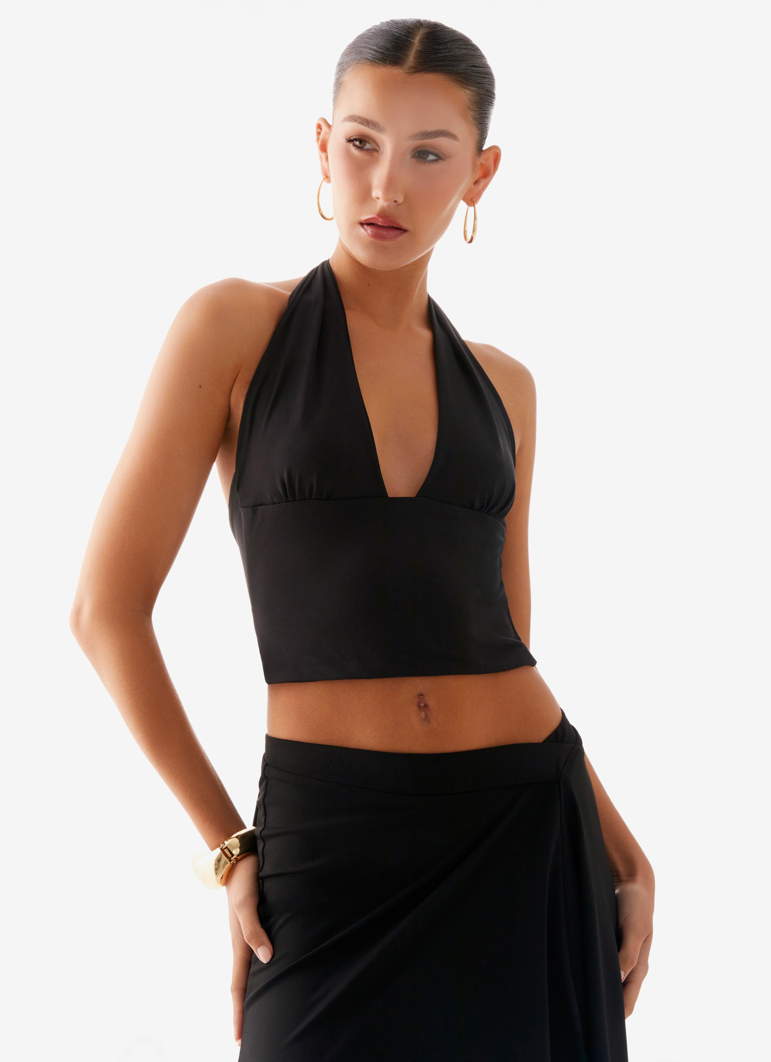 Fade Out Hardware Halter Top - Black