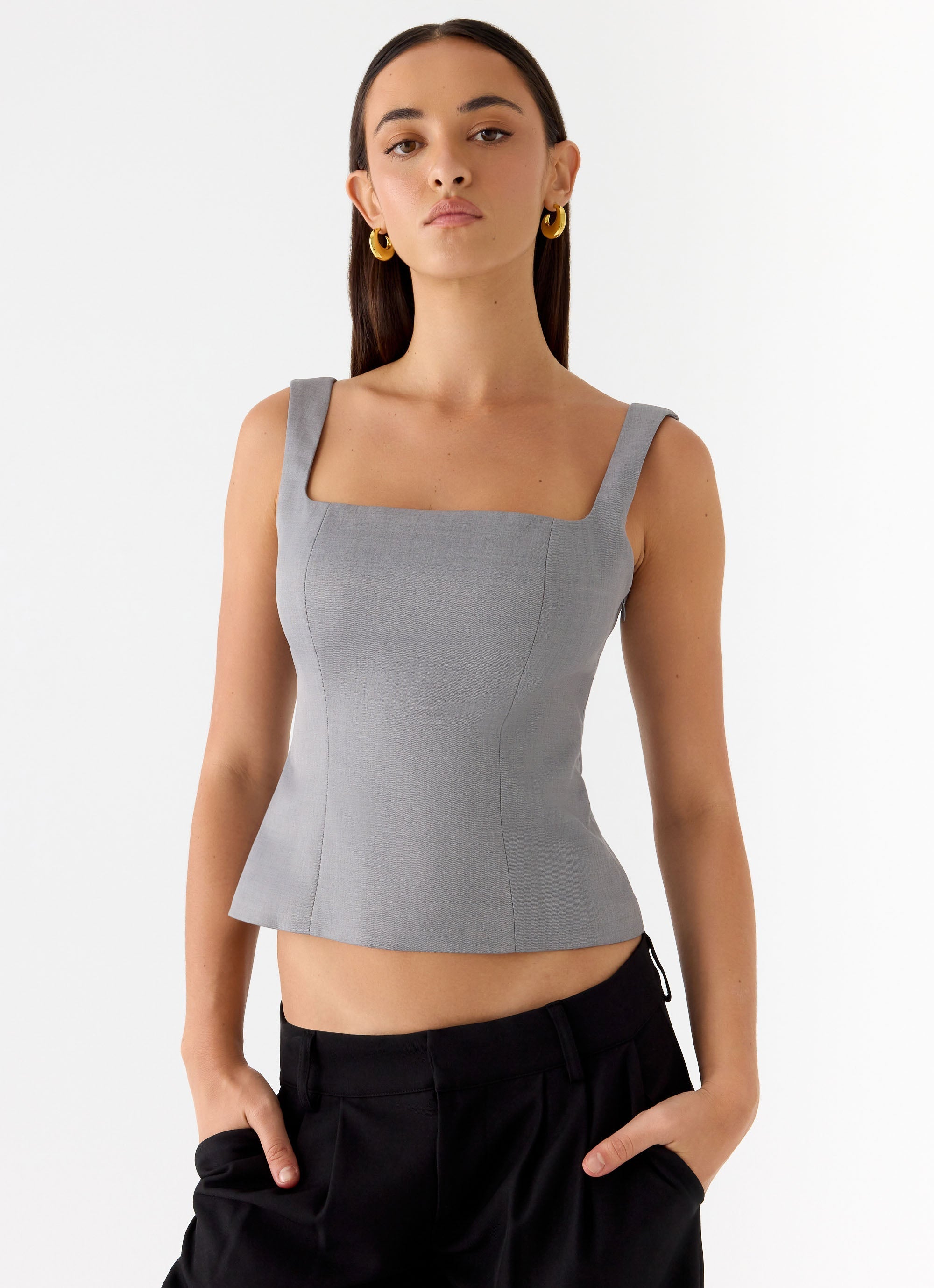 False Start Top - Smoke Grey