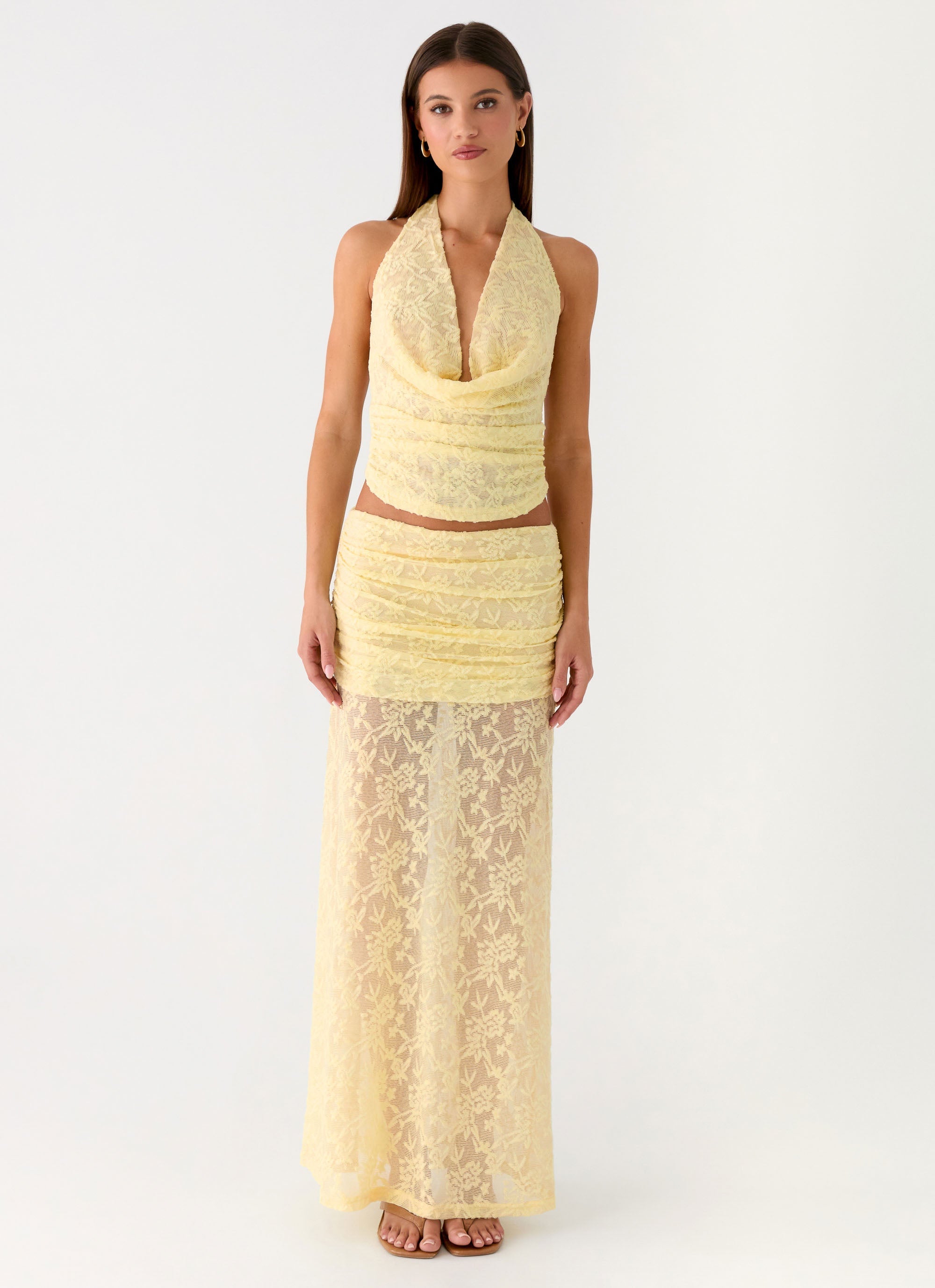 Farruko Jacquard Halter Top - Butter