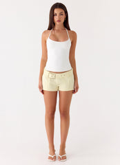 Favourite Moment Belt Mini Shorts - Pale Yellow