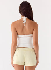 Favourite Moment Belt Mini Shorts - Pale Yellow